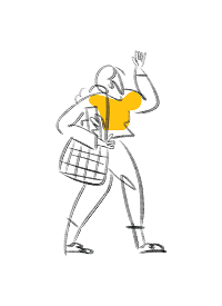 Sketch of someone with a grocery bag